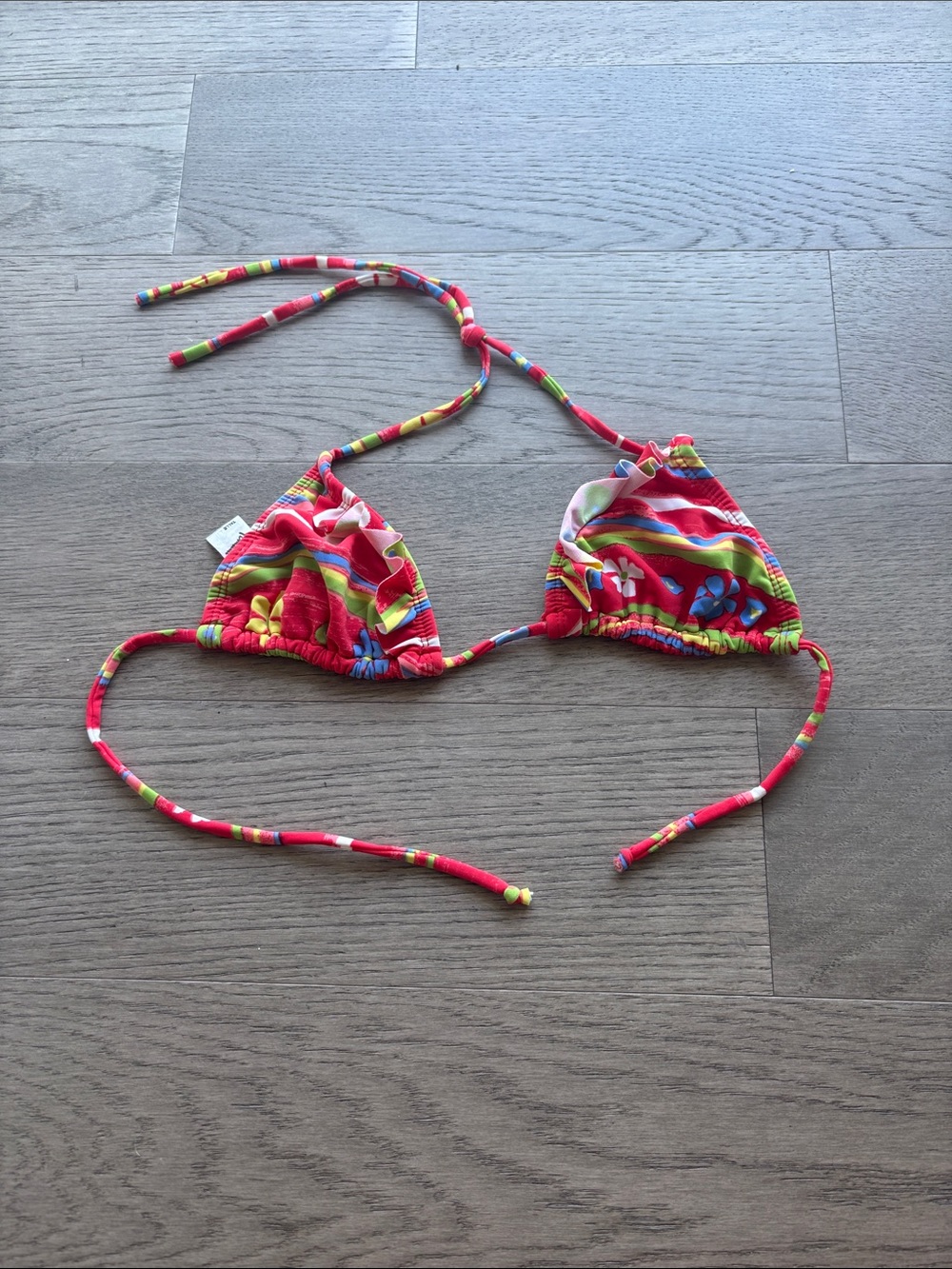 Women’s Floral Red String Triangle Bikini Top